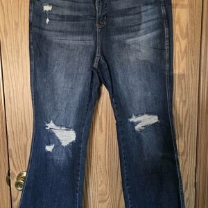 Judy Blue Dark Blue Distressed Flare Jeans